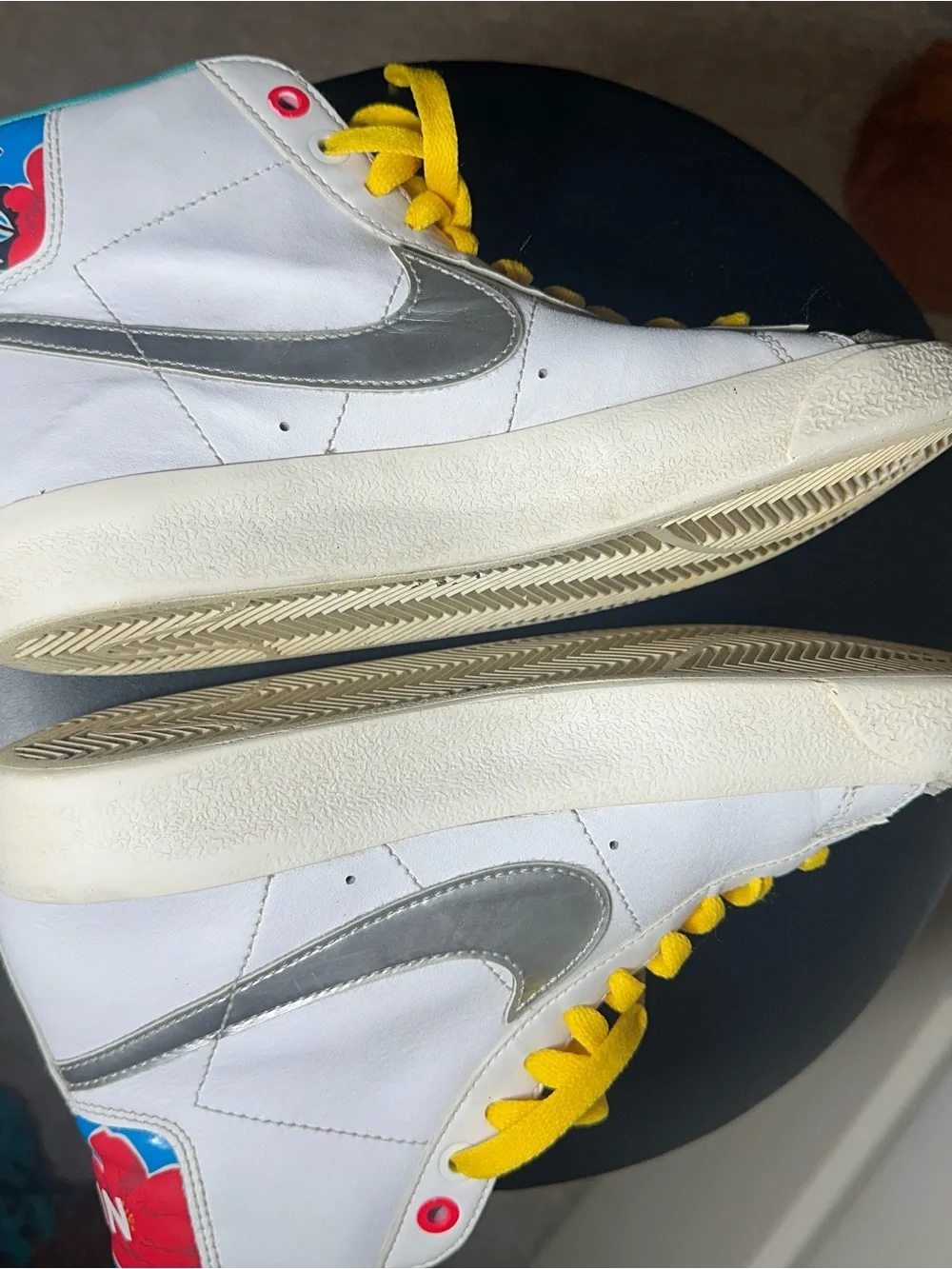 Nike tropical blazers High-Top Sneakers in White, Yellow and Teal